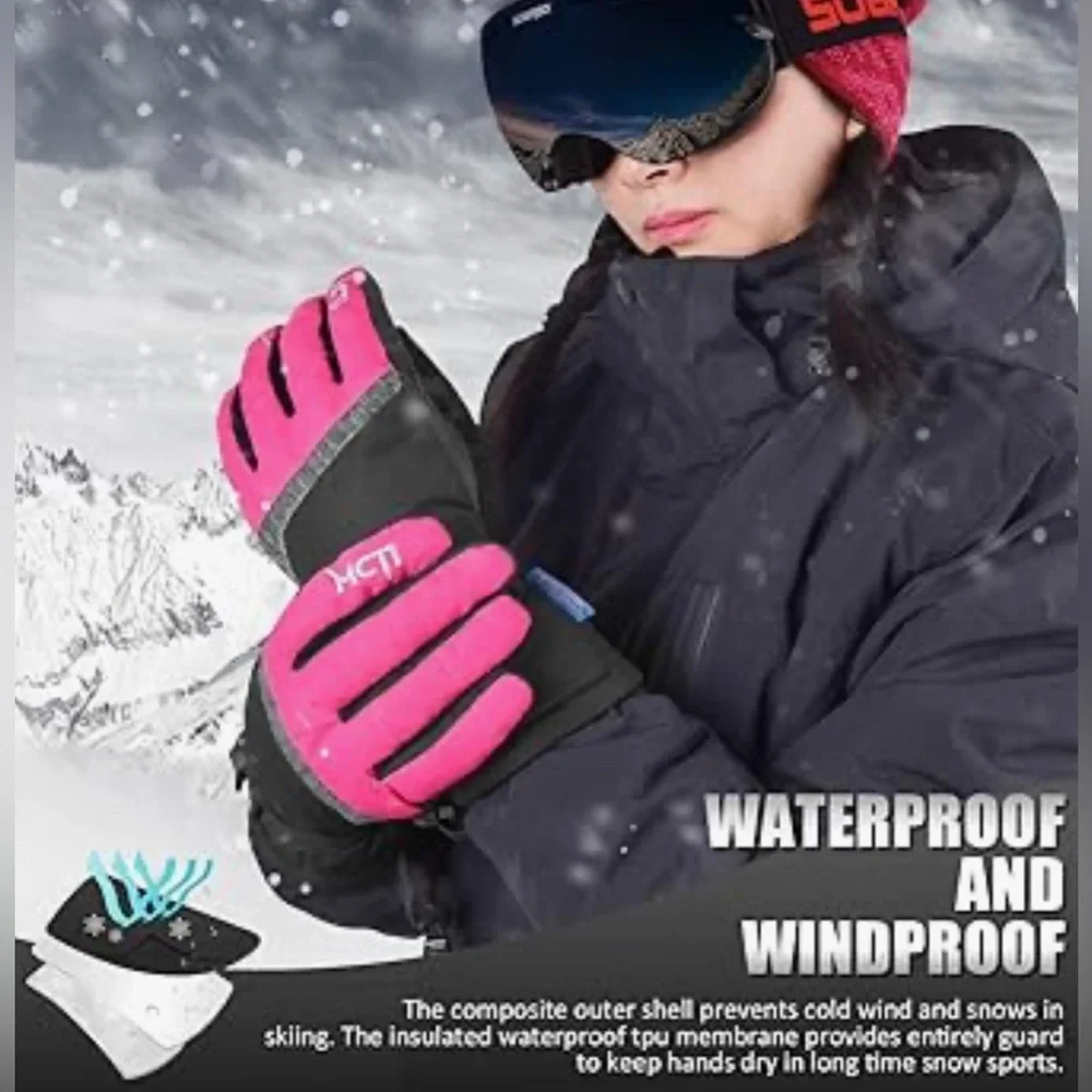 NWT Ski Gloves,Winter Waterproof Snowboard Snow 3M Thinsulate Warm Touchscreen